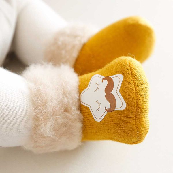 

3 pairs/lot baby socks 0-3-5 years old children socks autumn and winter new plus velvet thick baby cartoon high tube, Pink;yellow