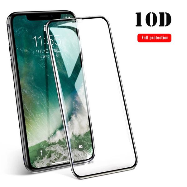 

новый 10d полная защита изогнутые ясно закаленное стекло для iphone x xs max xr крышка протектор экрана для iphone 7 8 6 6s плюс стекло