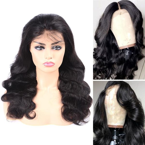 

13x6 lace front wig 150% 360 lace frontal human hair wigs pre plucked brazilian deep wave lace frontal wig with baby hair, Black