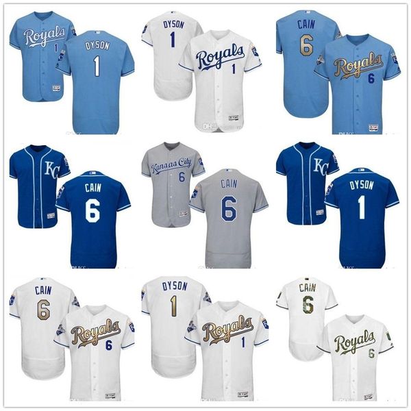 

custom men women youth kc royals jersey personalized #6 lorenzo cain 1 jarrod home blue white grey baseball jerseys wholesale, Blue;black