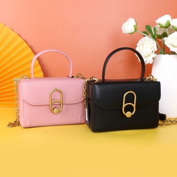 

cowhide leather handbags grade small square package box package 2020 new wave of small fragrant wind niche designed pink