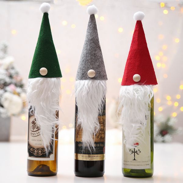 

christmas forest old man long beard doll red wine bottle bag christmas wine cover decorations xmas bottle covers