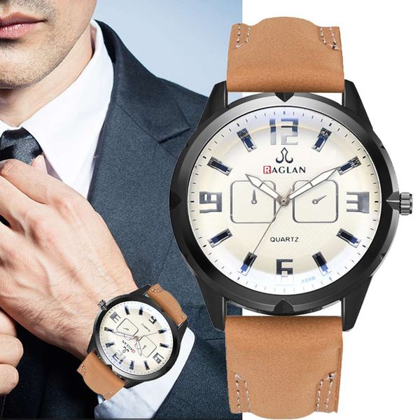 

fashion men quartz watch leather clock blu ray glass wristwatch reloj hombre clock male hour relogio masculino, Slivery;brown