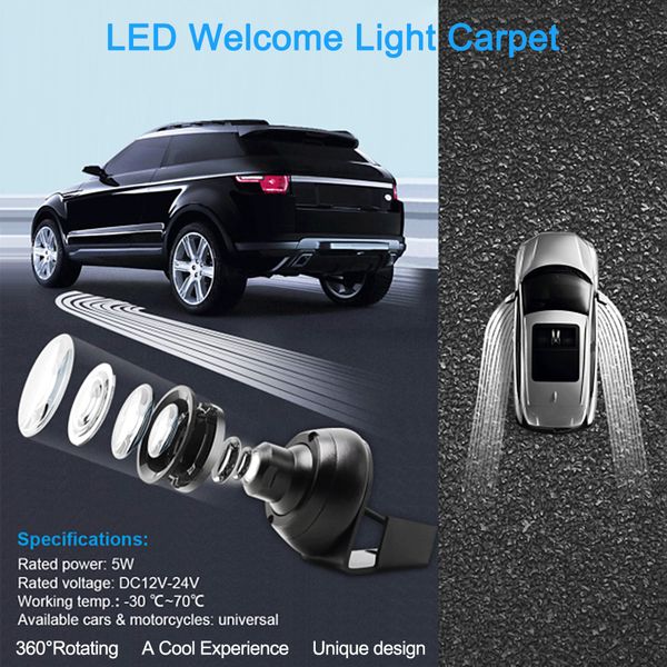 

led universal car welcome light angel wings ghost shadow courtesy projector light car door exterior ground lamps