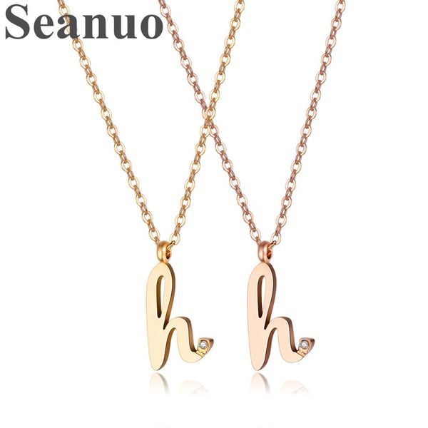 

seanuo l y m w z h letters shape rose gold female engagement necklace personality women stainless steel queen choker necklaces, Silver