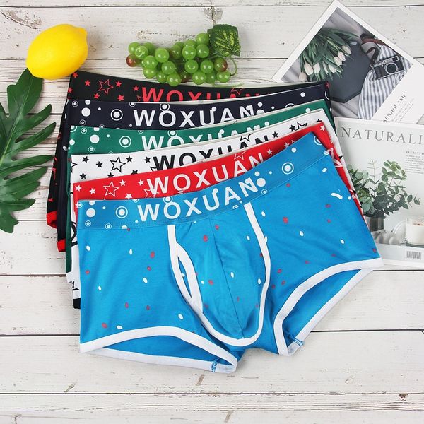 

men's cotton printed pants star men's cotton printed boxer underwear underwear boxer pants star, Black;white