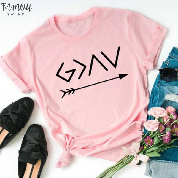 

0 god is greater than the high lows harajuku t shirt christian faith summer slogan hipster christian baptism cotton casual tee top, White