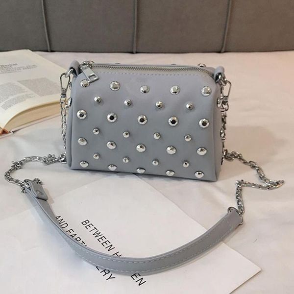 

retro rivet leather crossbody bag fashion women's bag solid color large capacity shoulder ladies messenger #15