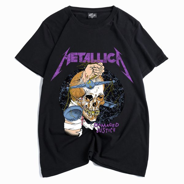 

европейские и американские мужские и женские футболки metallica металлическая группа печатных короткий рукав мужской рок-футболки, White;black