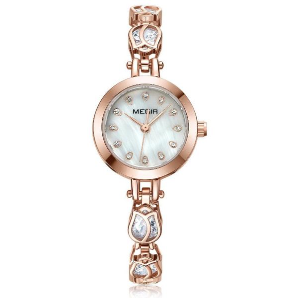 

women's watch simple small dial diamond women's rose gold strap bracelet with quartz watches, Slivery;brown