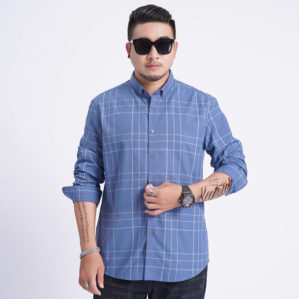 

2019 new plaid plus size 8xl 7xl 6xl men shirt long sleeve shirts men dress large casual social shirts clothing streetwear, White;black