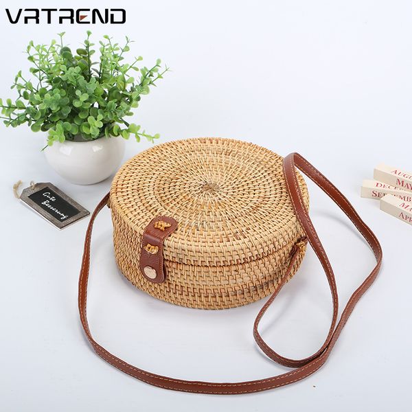 

vrtrend round rattan bag summer straw bag handmade woven beach shoulder bag for women cross body tote bali bohemian bolsa