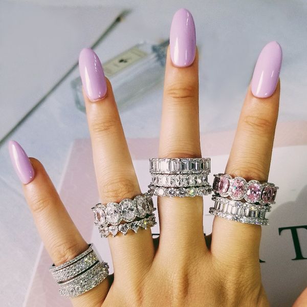 

2020 new design 925 sterling silver wedding band eternity ring for women solid engagement anniversary fashion jewelry lr4577s, Golden;silver