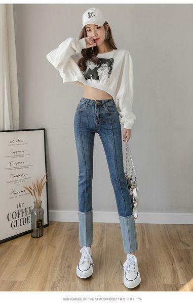 

blue women's tailored waist and hip princess jeans bk1965