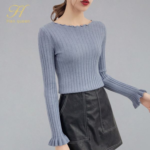 

h han queen new korean autumn winter pullovers sweaters women soft long sleeve casual slim sweater elasticity knitted jumpe, White;black