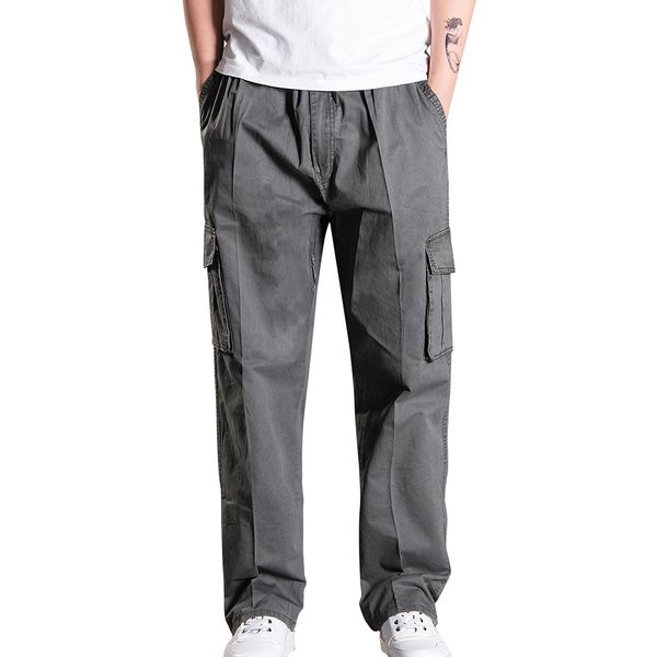 

womail 2019 fashion mens elastic waist pants safari style loose winter pants men elastic waist pockets straight long pant mens, Black
