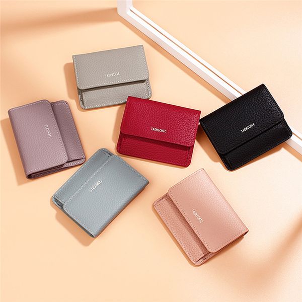 

new fashion leather wallet card holder hasp casual id credit business card holders sticker p wallet coin purses, Red;black