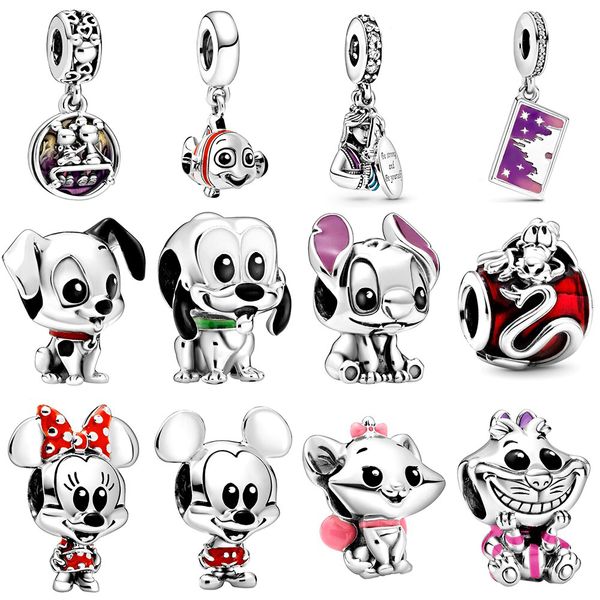 

2020 spring new 100% 925 sterling silver cartoon charms stitch pluto nemo hela pendant charm fit diy bracelet women jewelry runes gift