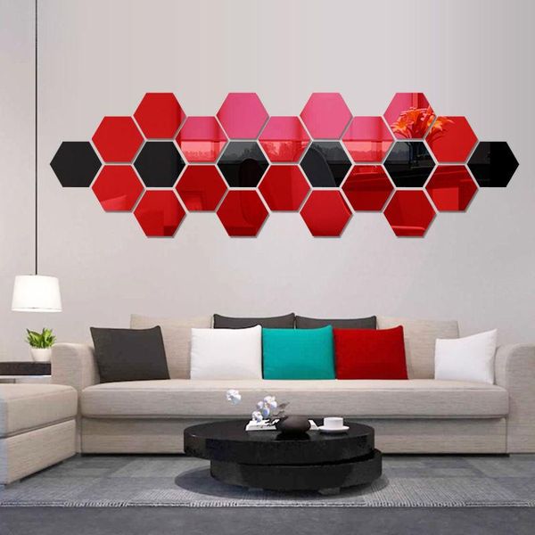 

3d mirror hexagon vinyl removable wall sticker decal home room decor art