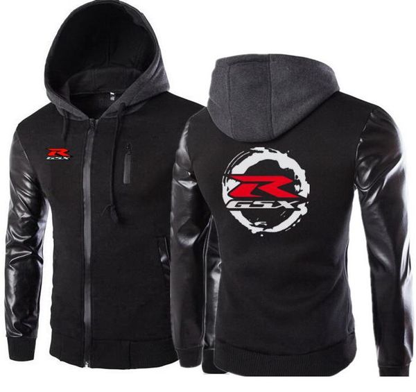 

для gsx кожаный рукав куртки теплый флис толстовки мужчины осень зима молния толстовка мужской качество мужская одежда спортивный костюм