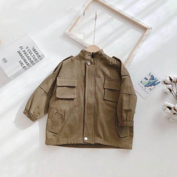 

Kids Coats 2020 Spring New Children's Clothing Girls Korean Three Dimensional Pocket Windbreaker Baby Spring Coat, Brown