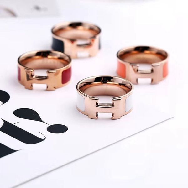 

2020 новая мода 316 титановые кольца из нержавеющей стали для женщин мужчин пара свадебный подарок розовое золото буква h палец кольца ювели, Silver