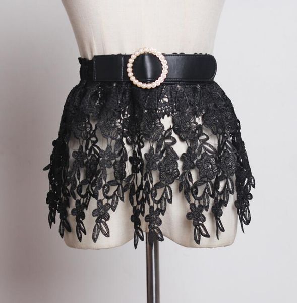 

women's runway fashion vintage lace cummerbunds female dress coat corsets waistband belts decoration wide belt r1783, Black;brown