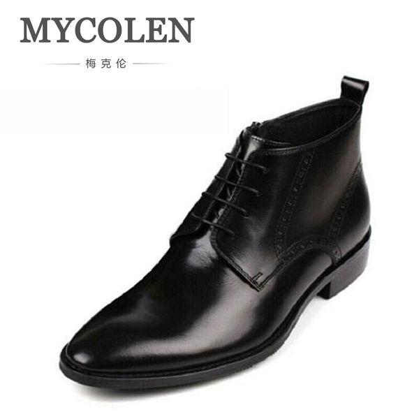 

mycolen brand men boots comfortable winter british trend quality fashion ankle boots autumn casual men leather, Black
