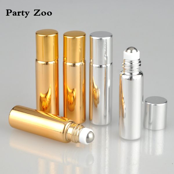 

90 x 5ml/10ml upscale gold/silver/black uv glass roll on bottle with stainless steel roller balls essential oil jar