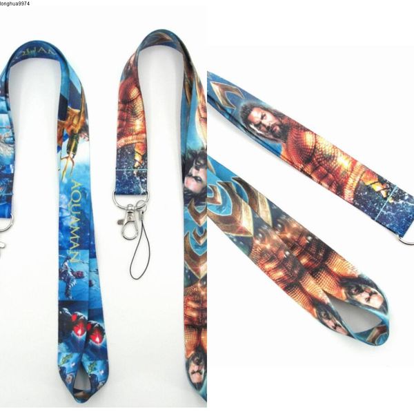 

10 pcs aquaman new universal mobile phone strap anime cartoon key chain neck lanyard badge holder strap k063, Silver