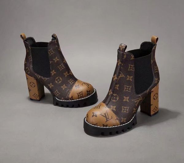 

2019 find similar star trail ankle boot high-heeled heel shoes booties leather boots with patches brand high heel boots l05, Black