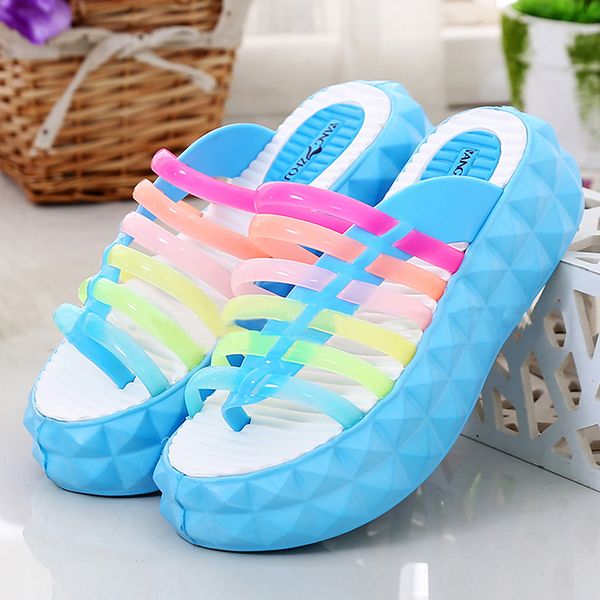 

women sandals thick bottom sandalias de mujer summer shoes wedges for womens sandalias de mujer high heelsladies shoes, Black