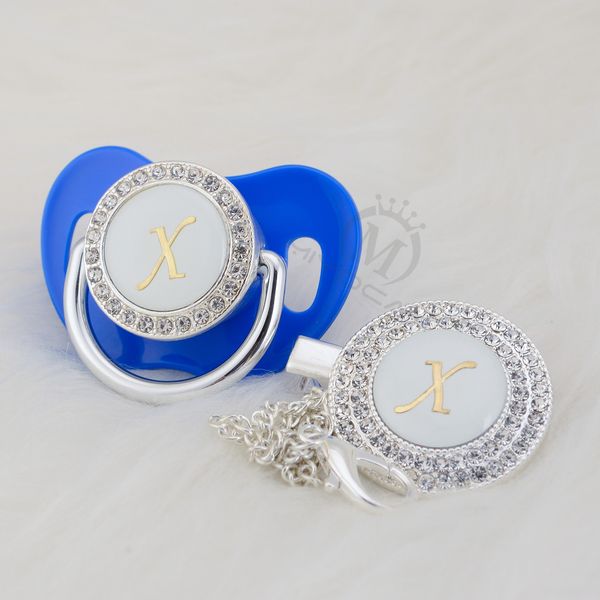 

miyocar silver bling name initial letter x elegant pacifier and pacifier clip bpa dummy bling baby shower sgs pass lx-1