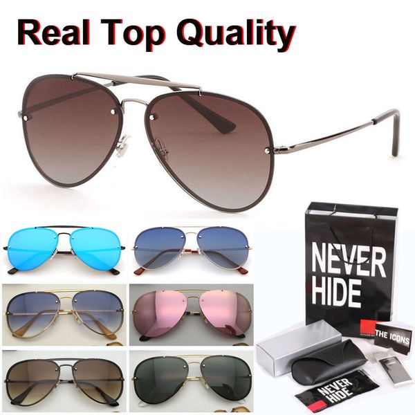 

new blaze mirror rivets brand sunglasses men women metal frame traveller oculos de sol with original box, packages, accessories, everything, White;black
