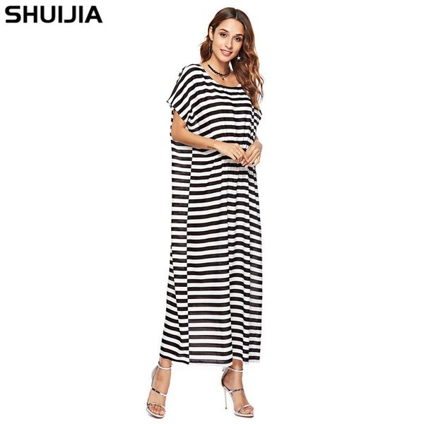 

женские дизайнерские горизонтальные полосатые свободные dressxnkd, Black;gray