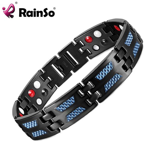 

rainso titanium health magnetic bracelet blue color 4 elements luxury bangles & bracelets gift for men drop-ship, Golden;silver