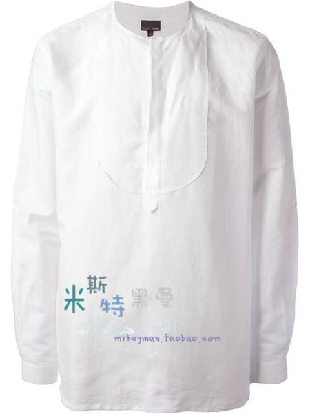 

s-6xl homemade fashion week new collared shirt-less long-sleeved black and white standard four season regular men's shirt, White;black