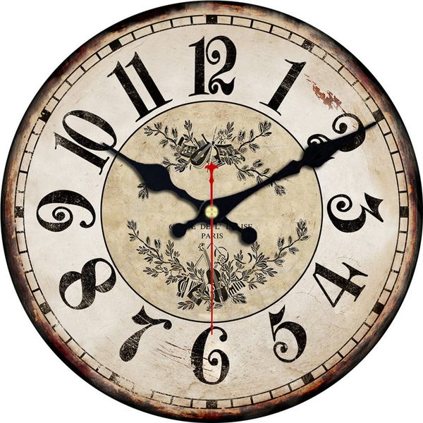 

rihe violin arabic numerals silent wooden cardboard wall clock for home decor office, vintage style,non-ticking sweep wall clock