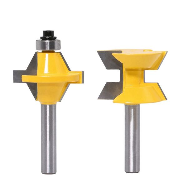

2pcs 120 degree matched 8mm shank tongue and groove router bit set woodworking groove chisel cutter tool cnim hot