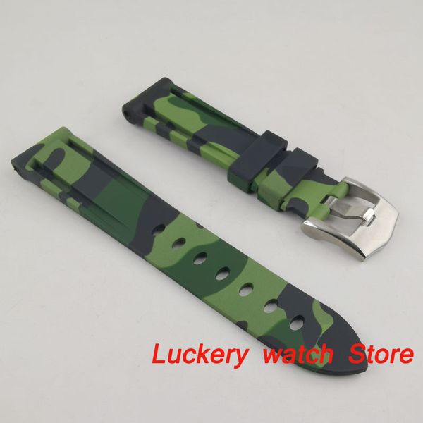 

20mm armygreen camouflage rubber strap fit 20mm width men's watch-bd16, Black;brown