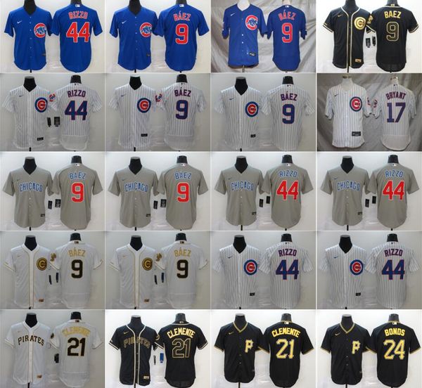 

2020 baseball men 9 javier baez jersey new flexbase 17 kris bryant 44 anthony rizzo 21 roberto clemente 24 barry bonds cool base, Blue;black