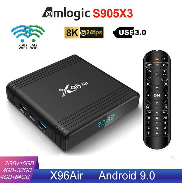 X96 Air Android 9.0 TV-Boxen S905X3 4 GB 32 GB/64 GB Dual Wifi 2,4 G + 5 G Bluetooth 8K Update H96 Max