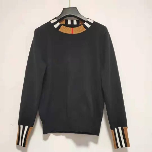 

1222 2020 весна лето длинные рукава круглый вырез женские свитера высокое качество взлетно посадочной полосы топ пуловер цянь, White;black