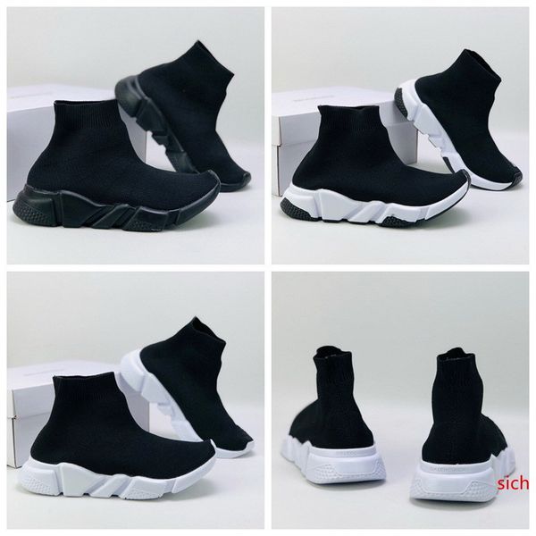 

2020 ace luxury designer kids sock shoe speed trainer black red triple black socks boy girl children sneakers trainers running shoes