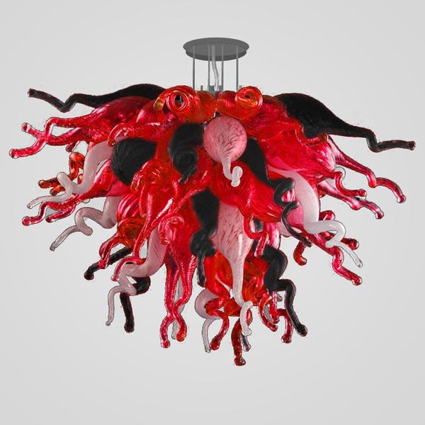 Lâmpadas modernas lâmpadas rústicas luminárias casa decoração 28 polegadas preto preto cor vermelho led lustre lustre-w