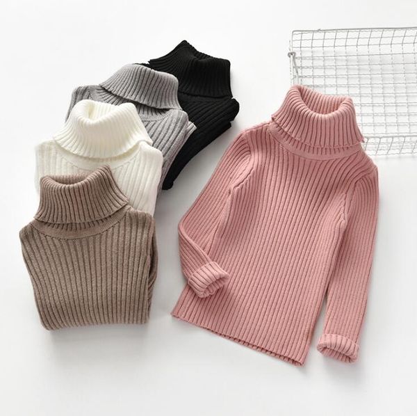 

little girl turtleneck full sleeves solid sweaters for winter casual cloth, Blue
