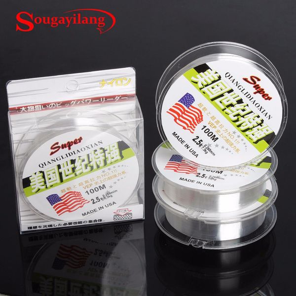 

sougayilang fishing line super strong 100m 100% nylon transparent fluorocarbon fishing line carp tackle de pesca