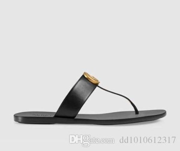 

2019 fashion black soft leather francis thong sandals mens and womens causal flat beach slip on sandals 34-45