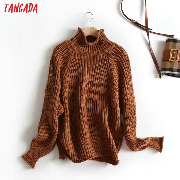 

tangada women solid oversized jumper sweater korean fashion long sleeve turtleneck pullovers female bc62, White;black