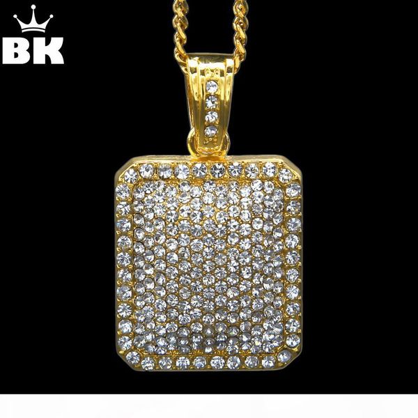 

mens full iced out rhinestone gold silver color square dog tag pendant 5mm*30'' 3mm*24" cuban chain hip hop blingbling neckl